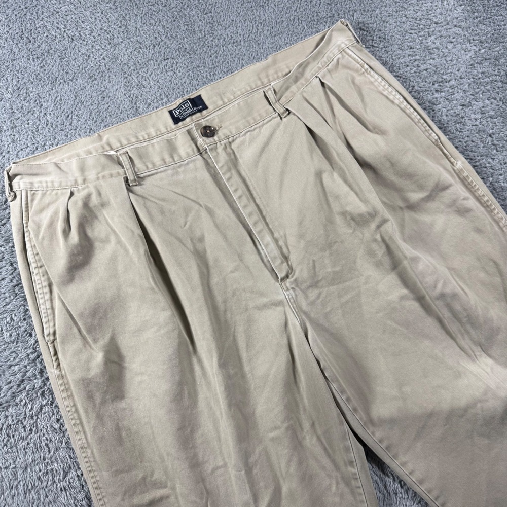 Vintage Polo Ralph Lauren Andrew Pant Men 40x27 Double Pleated Made in USA Tan